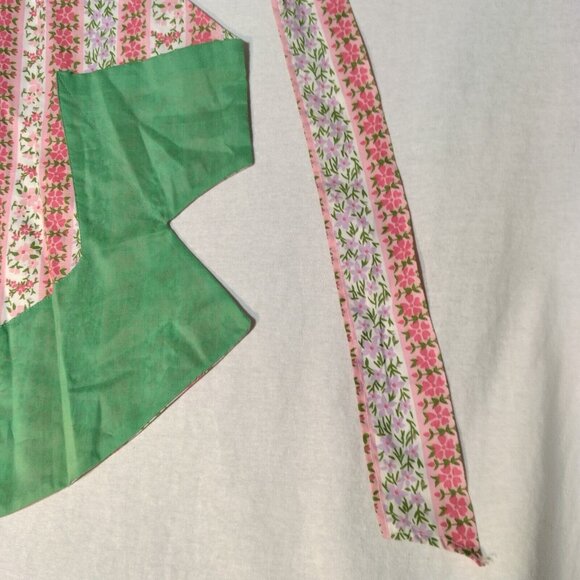 Vintage Homemade Kitchen Half Apron And Oven Mitt Pink Green Floral - Picture 13 of 15